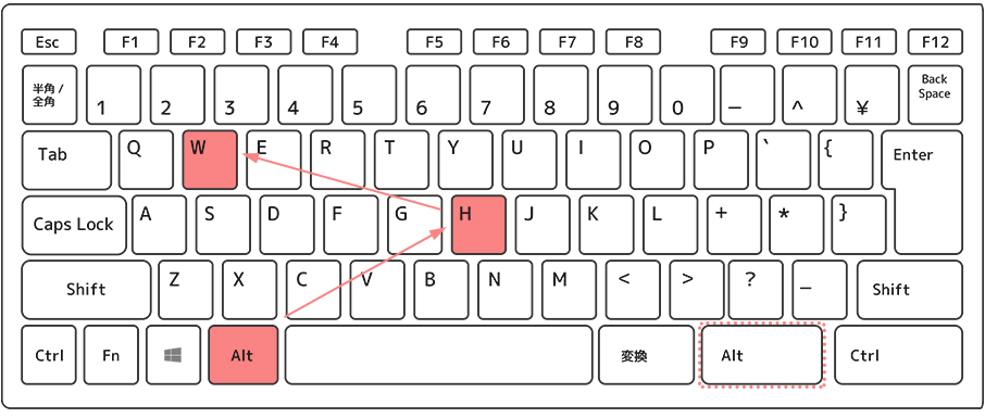 Alt→H→W