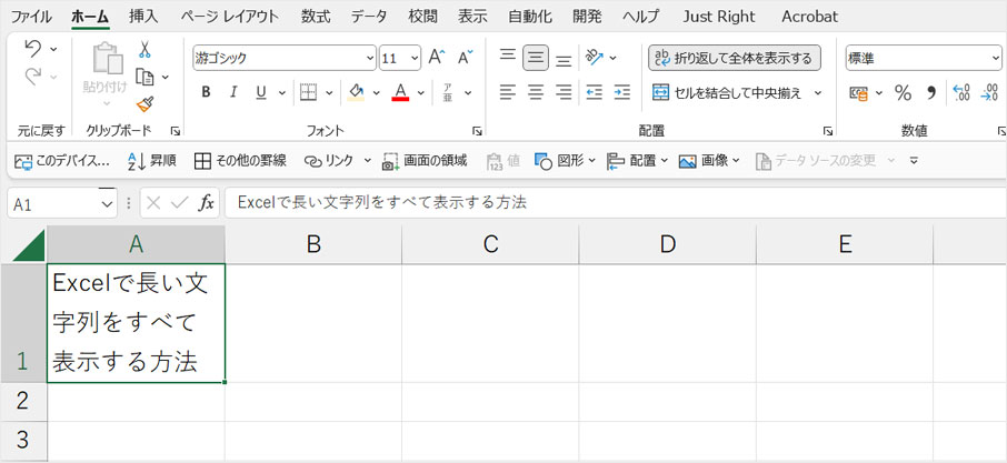 セル内の文字がすべて表示されました