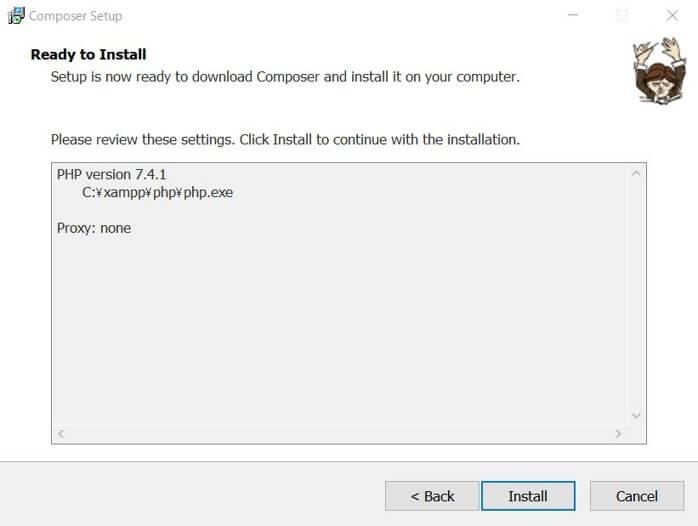 「Ready to Install」画面が表示されますので「Install」ボタンをクリックしましょう。