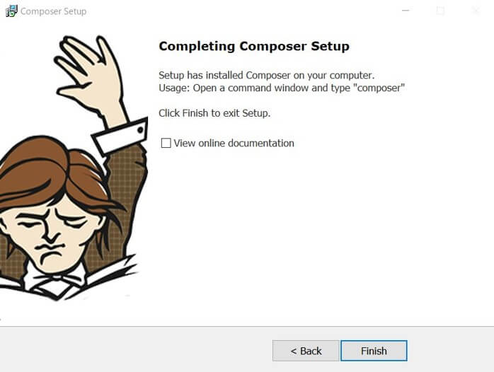 「Completing Composer Setup」の画面が表示されます。